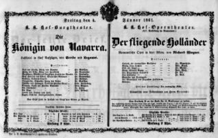 Theaterzettel (Oper und Burgtheater in Wien) 18610104 Seite: 1