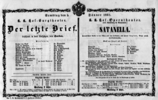 Theaterzettel (Oper und Burgtheater in Wien) 18610105 Seite: 1
