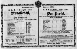 Theaterzettel (Oper und Burgtheater in Wien) 18610106 Seite: 1