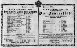 Theaterzettel (Oper und Burgtheater in Wien) 18610113 Seite: 1