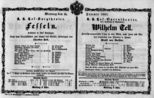 Theaterzettel (Oper und Burgtheater in Wien) 18610114 Seite: 1