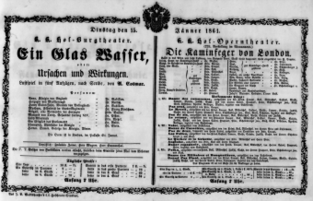 Theaterzettel (Oper und Burgtheater in Wien) 18610115 Seite: 1