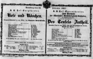 Theaterzettel (Oper und Burgtheater in Wien) 18610119 Seite: 1