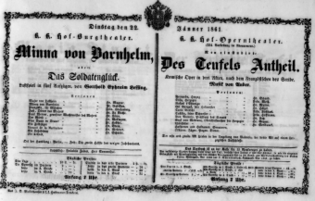 Theaterzettel (Oper und Burgtheater in Wien) 18610122 Seite: 1
