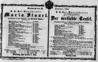 Theaterzettel (Oper und Burgtheater in Wien) 18610123 Seite: 1