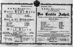 Theaterzettel (Oper und Burgtheater in Wien) 18610125 Seite: 1