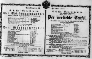 Theaterzettel (Oper und Burgtheater in Wien) 18610126 Seite: 1