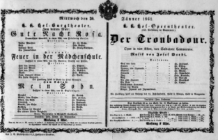 Theaterzettel (Oper und Burgtheater in Wien) 18610130 Seite: 1