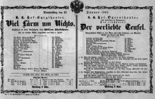 Theaterzettel (Oper und Burgtheater in Wien) 18610131 Seite: 1