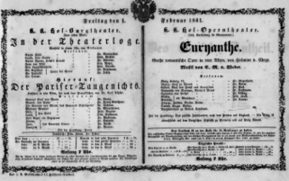 Theaterzettel (Oper und Burgtheater in Wien) 18610201 Seite: 1