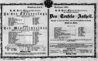 Theaterzettel (Oper und Burgtheater in Wien) 18610202 Seite: 1