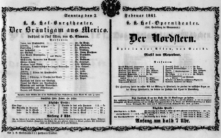 Theaterzettel (Oper und Burgtheater in Wien) 18610203 Seite: 1