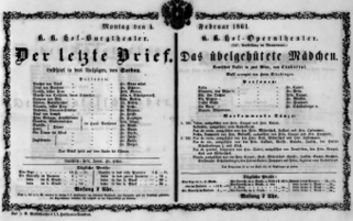 Theaterzettel (Oper und Burgtheater in Wien) 18610204 Seite: 1