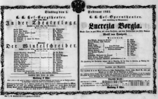 Theaterzettel (Oper und Burgtheater in Wien) 18610205 Seite: 1