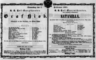 Theaterzettel (Oper und Burgtheater in Wien) 18610207 Seite: 1