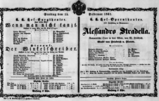 Theaterzettel (Oper und Burgtheater in Wien) 18610215 Seite: 1