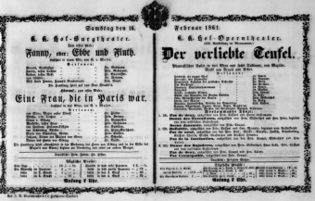 Theaterzettel (Oper und Burgtheater in Wien) 18610216 Seite: 1