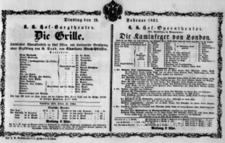Theaterzettel (Oper und Burgtheater in Wien) 18610219 Seite: 1