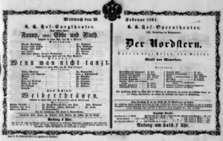 Theaterzettel (Oper und Burgtheater in Wien) 18610220 Seite: 1
