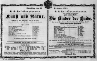 Theaterzettel (Oper und Burgtheater in Wien) 18610223 Seite: 1