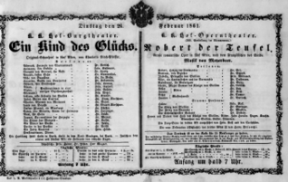 Theaterzettel (Oper und Burgtheater in Wien) 18610226 Seite: 1