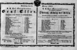 Theaterzettel (Oper und Burgtheater in Wien) 18610303 Seite: 1