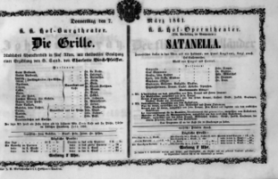 Theaterzettel (Oper und Burgtheater in Wien) 18610307 Seite: 1