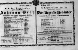 Theaterzettel (Oper und Burgtheater in Wien) 18610308 Seite: 1