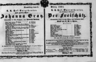 Theaterzettel (Oper und Burgtheater in Wien) 18610309 Seite: 1