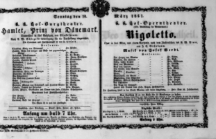 Theaterzettel (Oper und Burgtheater in Wien) 18610310 Seite: 1