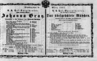 Theaterzettel (Oper und Burgtheater in Wien) 18610312 Seite: 1