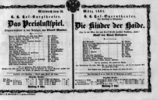 Theaterzettel (Oper und Burgtheater in Wien) 18610313 Seite: 1