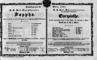 Theaterzettel (Oper und Burgtheater in Wien) 18610316 Seite: 1