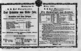 Theaterzettel (Oper und Burgtheater in Wien) 18610318 Seite: 1