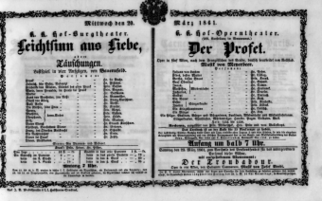 Theaterzettel (Oper und Burgtheater in Wien) 18610320 Seite: 1