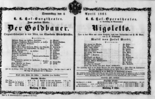 Theaterzettel (Oper und Burgtheater in Wien) 18610404 Seite: 1