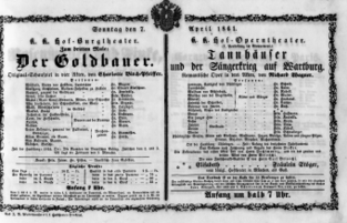 Theaterzettel (Oper und Burgtheater in Wien) 18610407 Seite: 1