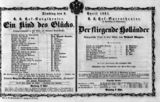 Theaterzettel (Oper und Burgtheater in Wien) 18610409 Seite: 1