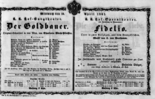 Theaterzettel (Oper und Burgtheater in Wien) 18610410 Seite: 1