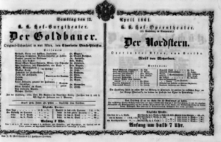 Theaterzettel (Oper und Burgtheater in Wien) 18610413 Seite: 1