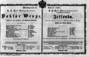 Theaterzettel (Oper und Burgtheater in Wien) 18610415 Seite: 1