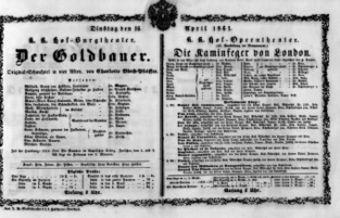 Theaterzettel (Oper und Burgtheater in Wien) 18610416 Seite: 1