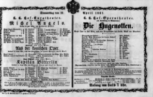 Theaterzettel (Oper und Burgtheater in Wien) 18610418 Seite: 1