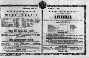 Theaterzettel (Oper und Burgtheater in Wien) 18610422 Seite: 1