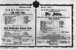 Theaterzettel (Oper und Burgtheater in Wien) 18610423 Seite: 1