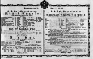 Theaterzettel (Oper und Burgtheater in Wien) 18610425 Seite: 1