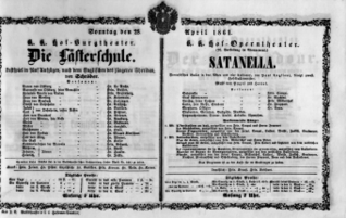 Theaterzettel (Oper und Burgtheater in Wien) 18610428 Seite: 1