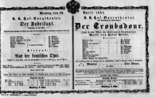 Theaterzettel (Oper und Burgtheater in Wien) 18610429 Seite: 1