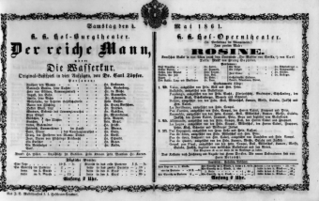 Theaterzettel (Oper und Burgtheater in Wien) 18610504 Seite: 1
