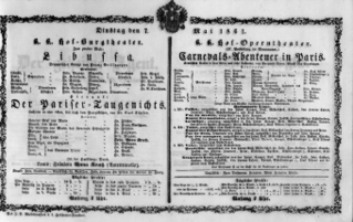 Theaterzettel (Oper und Burgtheater in Wien) 18610507 Seite: 1